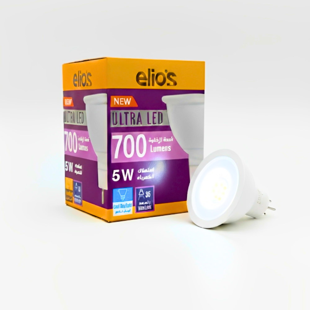 لمبة اليوس 5 وات كاس ليد ابيض بعدسة شفاف الترا ليد ,Elios MR16 GU5.3 5W ...