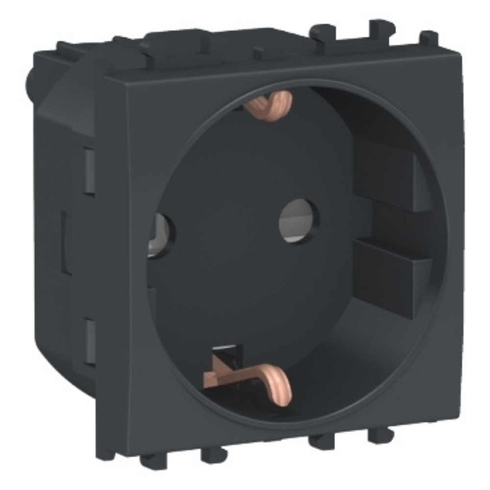 Schneider Easy Styl, 2 modules, Schuko Socket Outlet, Black | Safe and ...